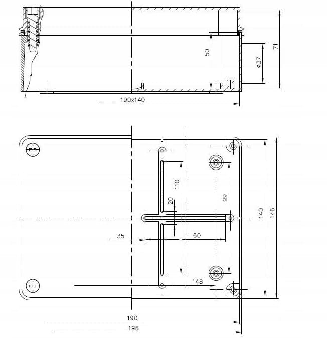 Puszka natynkowa instalacyjna 190x140x70mm IP65